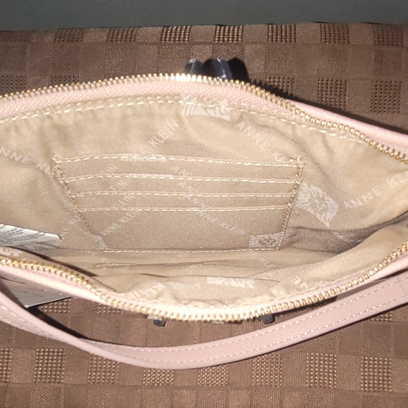 Anne Klein Pale Pink Wristlet Clutch with Gold AK Logo - Picture 4 of 6